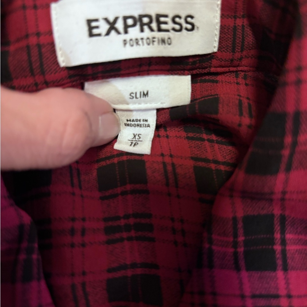Express Portofino Slim Plaid Button-Down Shirt – XS Slim - Picture 2 of 9